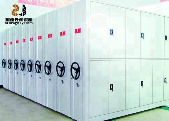 ग्रे मूविंग फाइल कैबिनेट शेल्फ सिस्टम हाई डेंसिटी लाइब्रेरी शेल्फिंग सिस्टम